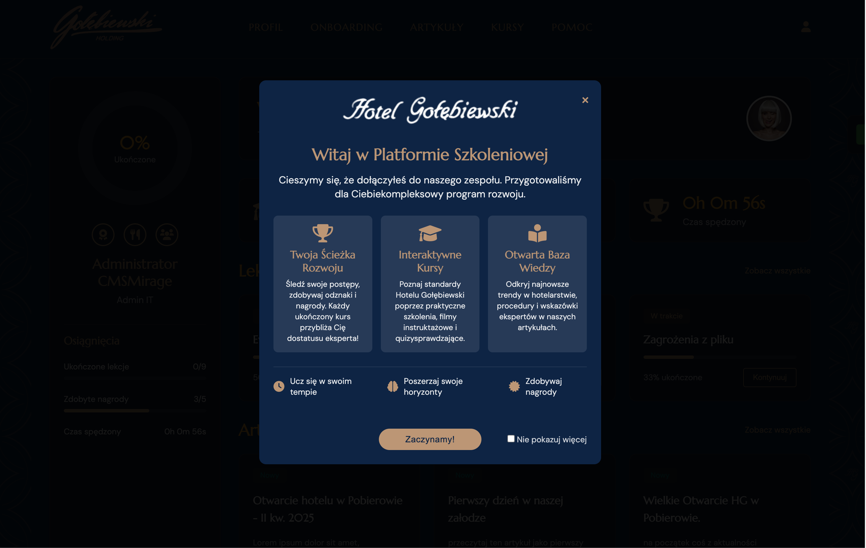 Dashboard platformy